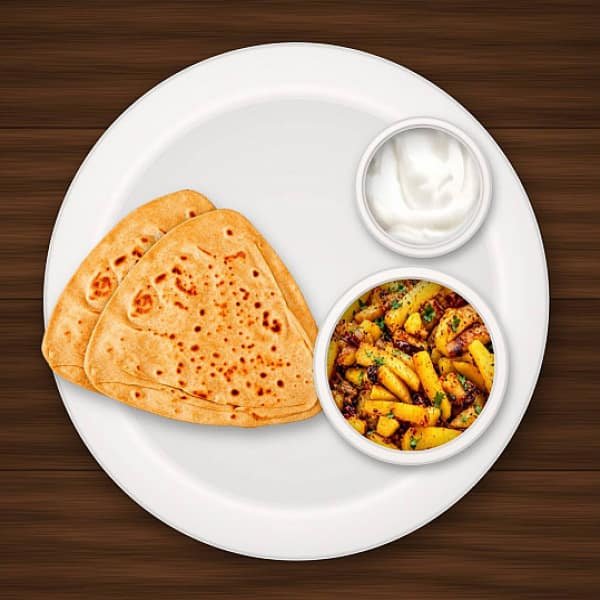 Tikona Tawa Paratha Aloo Bhujia - Desi Meals Hub Bengaluru